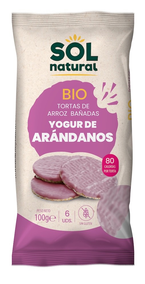 TORTAS DE ARROZ YOGUR Y ARANDANO BIO 100 g SOL NATURAL