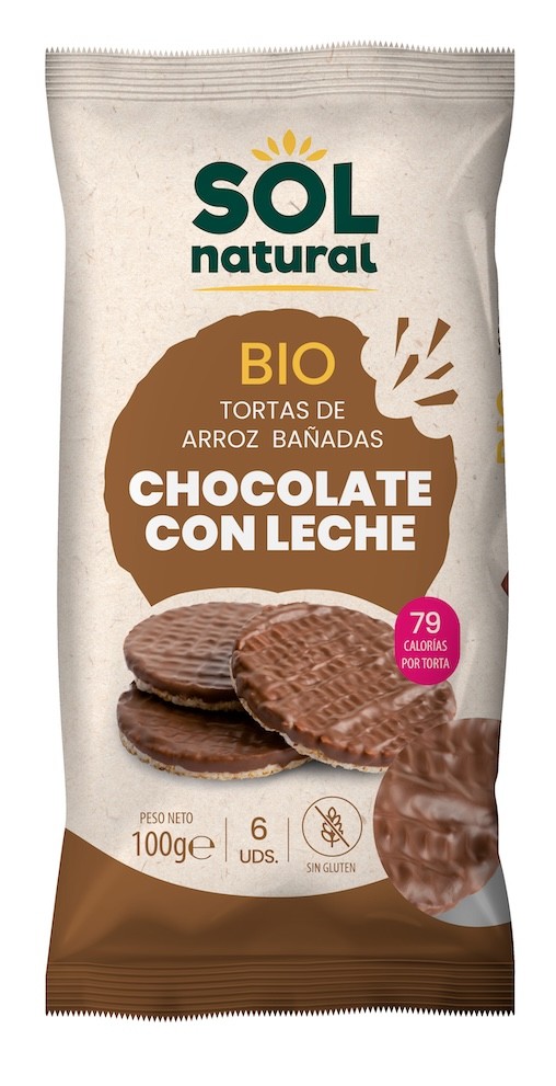 TORTAS DE ARROZ CHOCOLATE CON LECHE 100 GR BIO SOLNATURAL