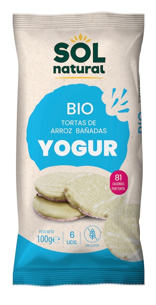TORTAS DE ARROZ BAÑADAS EN YOGUR 100 gr BIO SOLNATURAL