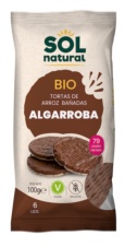 TORTAS DE ARROZ BAÑADAS CON ALGARROBA 100 GR BIO SOLNATURAL