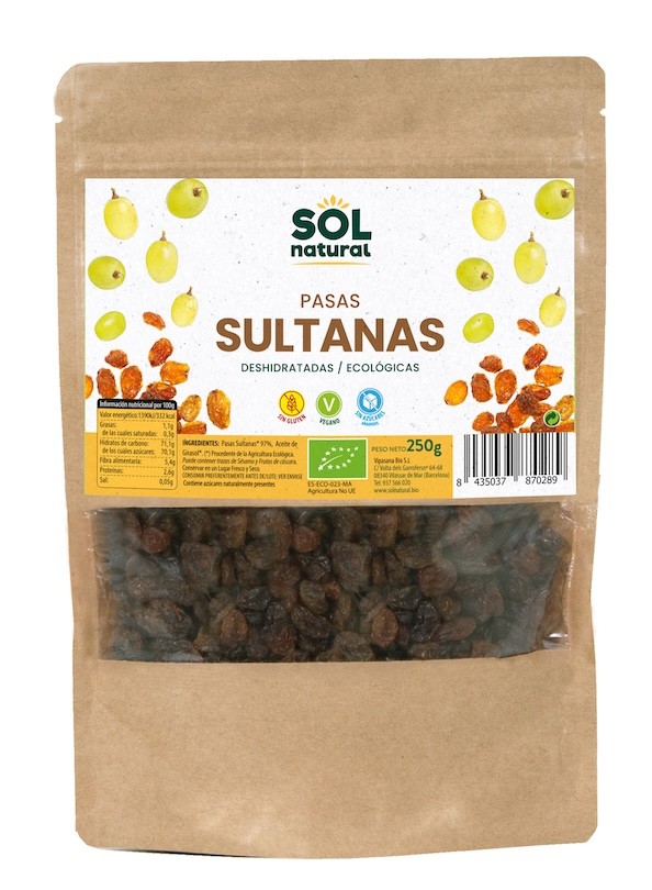 PASAS SULTANAS BIO 250 GR SOLNATUTAL