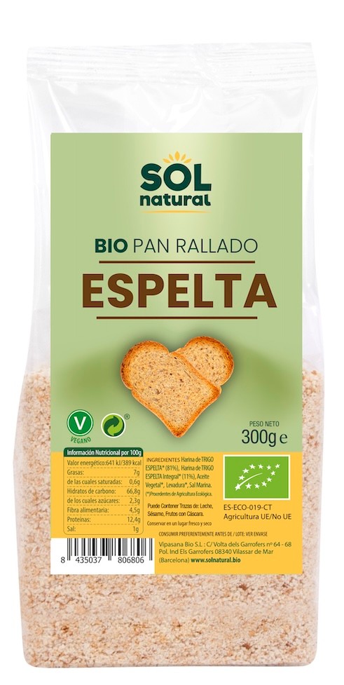 PAN RALLADO DE ESPELTA BIO 300 GR SOLNATURAL