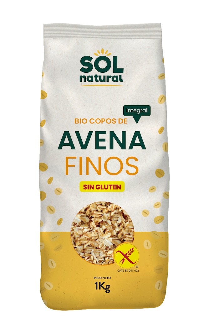 COPOS DE AVENA FINOS SIN GLUTEN BIO SOLNATURAL 1 KG