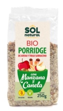 PORRIDGE CON TRIGO SARRACENO DE MANZANA Y CANELA BIO 250 GR SOLNATURAL