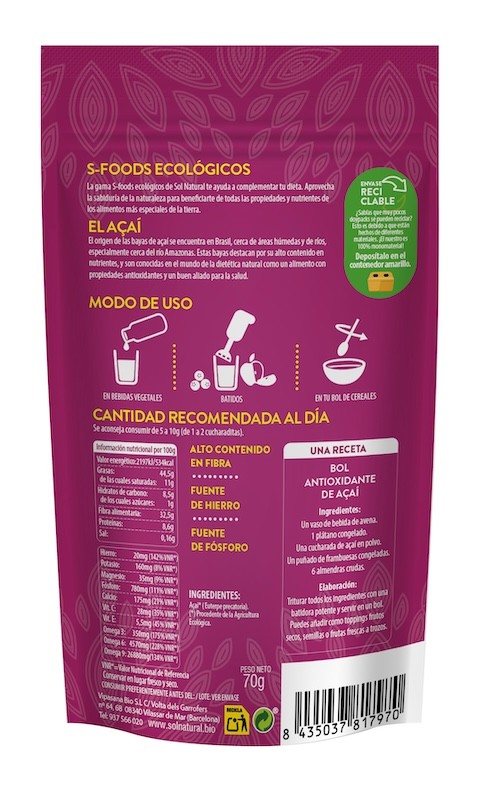 ACAI EN POLVO BIO 70 GR SOLNATURAL 1