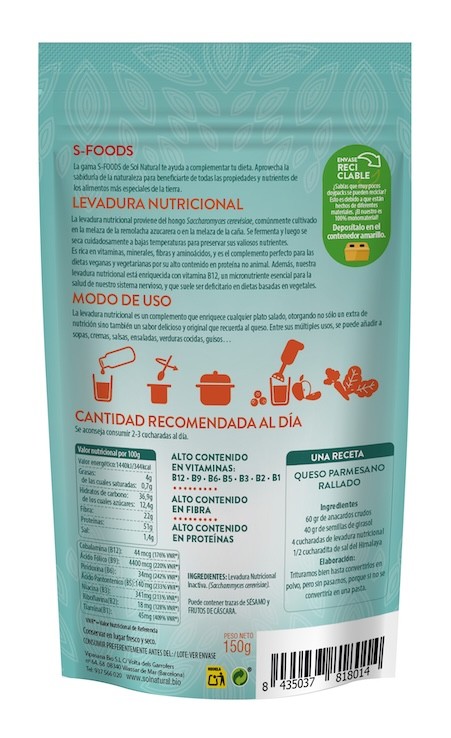 LEVADURA NUTRICIONAL CON VITAMINA B-12 150 GR SOL NATURAL 1