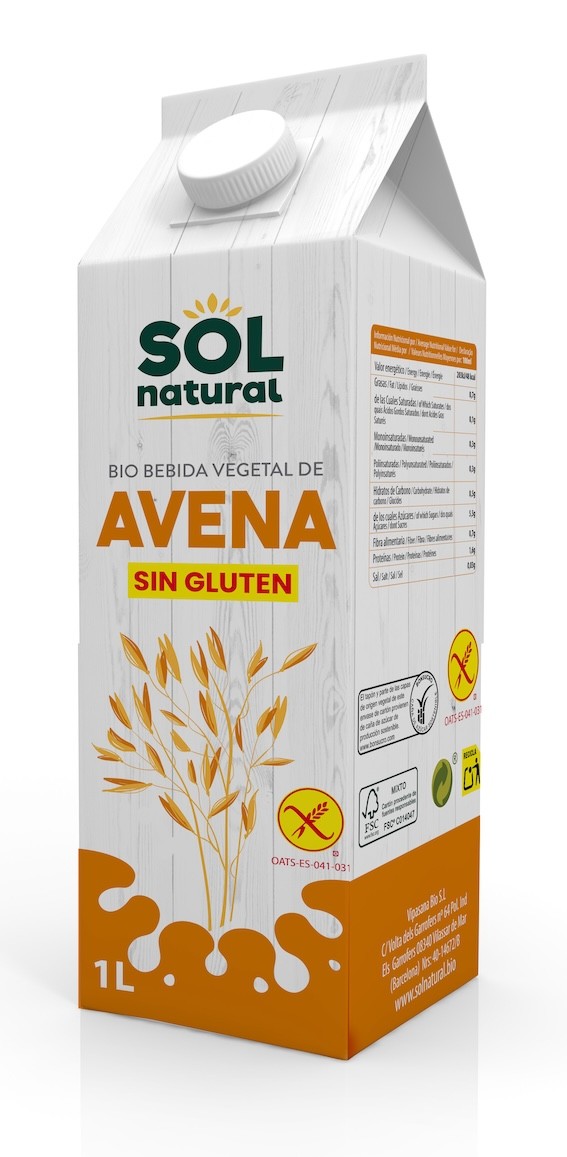 BEBIDA DE AVENA CALCIO SIN GLUTEN BIO 1 LITRO SOLNATURAL