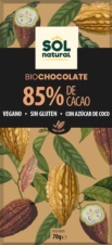 TABLETA DE CHOCOLATE BIO VEGANO CACAO 85% 70 G SOLNATURAL