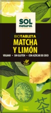 TABLETA DE CHOCOLATE VEGANO MATCHA Y LIMÓN BIO 70 G SOLNATURAL