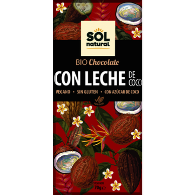  TABLETA CHOCOLATE CON LECHE DE COCO BIO 70 GR SOLNATURAL