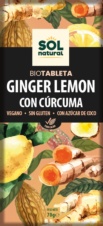 TABLETA DE CHOCOLATE JENGIBRE LIMON CURCUMA BIO 70 GR SOLNATURAL