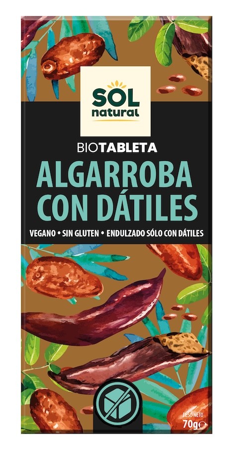 TABLETA ALGARROBA CON DÁTILES BIO 70 GR SOLNATURAL