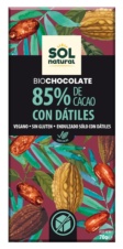 TABLETA DE CHOCOLATE DARK 85% CON DATILES 70 GR SOLNATURAL