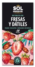 TABLETA DE CHOCOLATE CON FRESAS ENDULZADAS CON DATILES 70 GR BIO SOLNATURAL