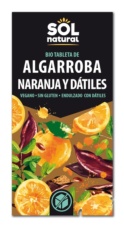 TABLETA DE ALGARROBA CON NARANJA ENDULZADAS CON DATILES 70 GR BIO SOLNATURAL