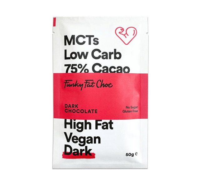 FUNKY FAT CHOC CHOCOLATE DARK 75% CACAO LOW CARB 50 GR