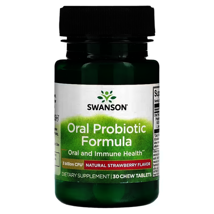 ORAL PROBIOTIC FORMULA, SABOR FRESA , 3 mil millones UFC, 30 COMP MASTICABLES SWANSON 
