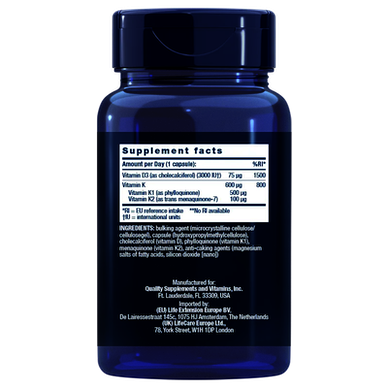 VITAMINAS D y K 60 CAP LIFE EXTENSION 1