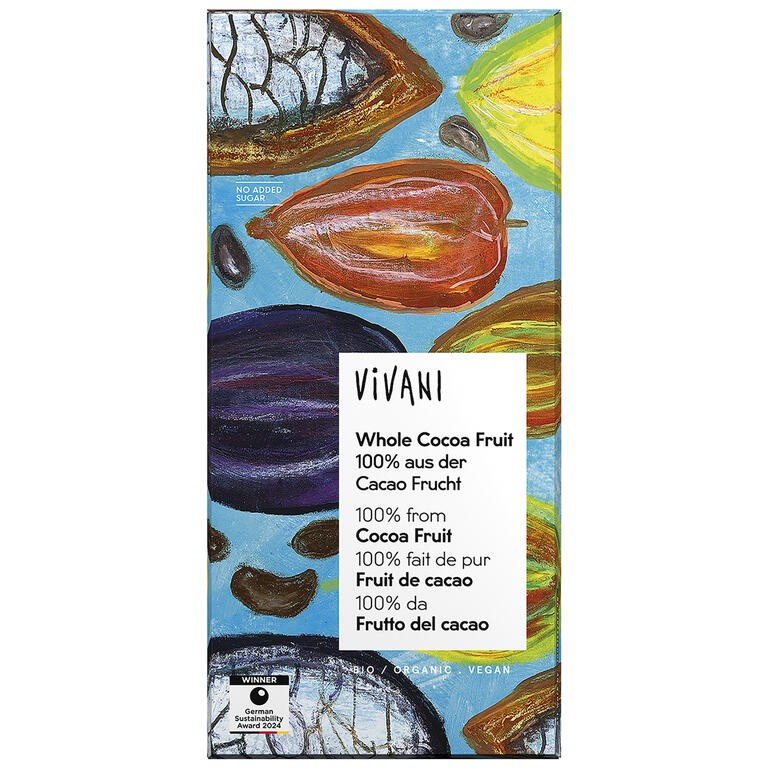 CHOCOLATE NEGRO FRUTO DEL CACAO COMPLETO BIO, 80 g VIVANI