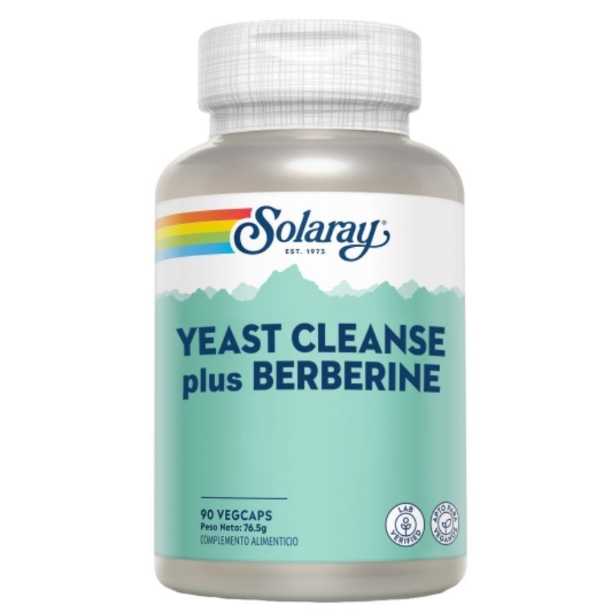 PLUS YEAST CLEANSE + BERBERINA- 90 Vegcaps SOLARAY