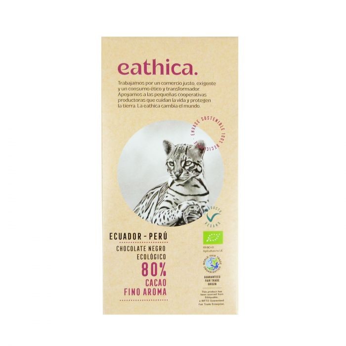 TABLETA CHOCOLATE PURO CACAO 80% BIO 100 GR ETHIQUABLE