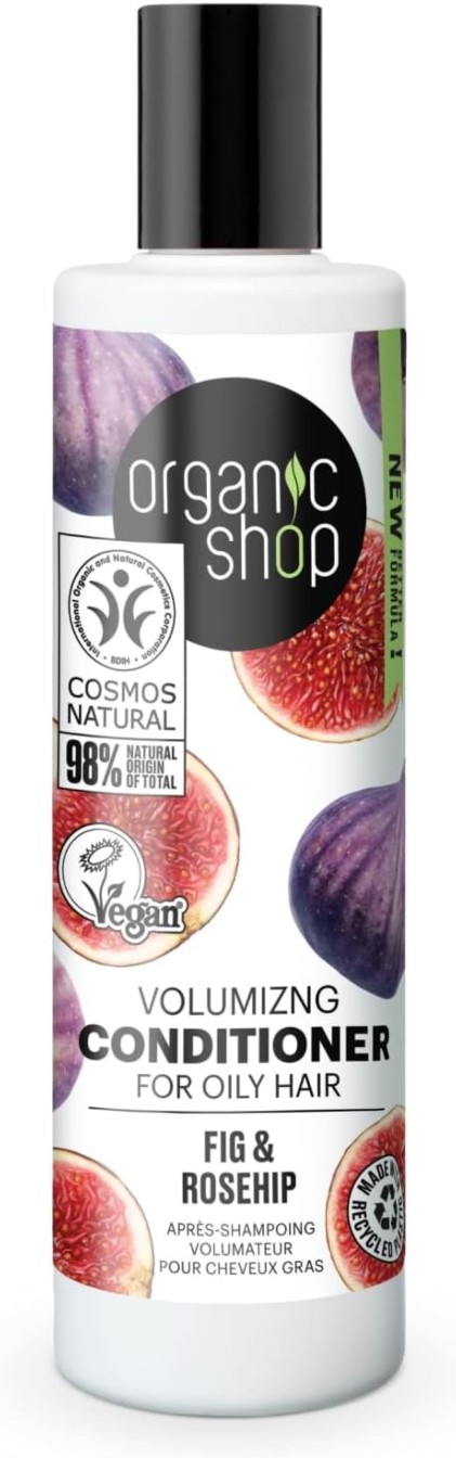 ACONDICIONADOR VOLUMINIZADOR PARA CABELLO GRASO «HIGO Y ESCARAMUJO» 280 ML ORGANIC SHOP,