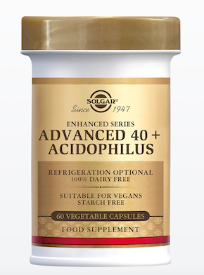  40 + ACIDOPHILUS AVANZADO (NO LÁCTEO). Cápsulas Vegetales. 60 ó 120 SOLGAR