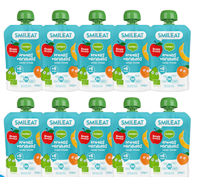 PACK X10 POUCH DE FRUTAS VARIADAS BIO, 100 GR SMILEAT