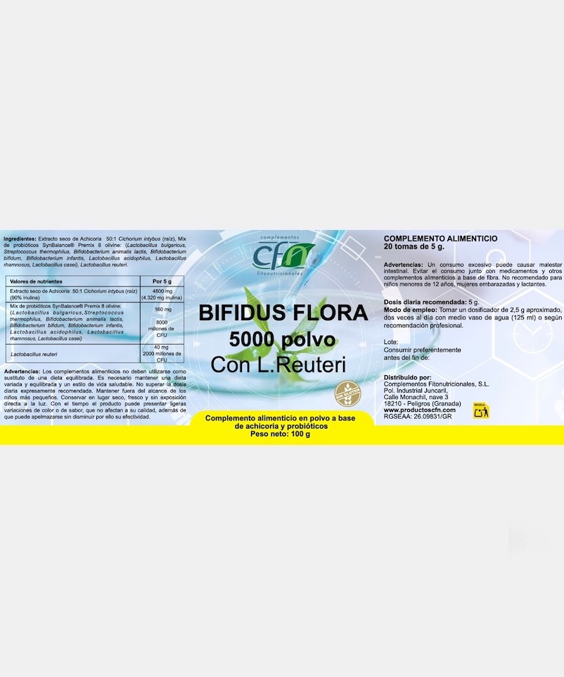 BIFIDUS FLORA 5000 POLVO CON L.REUTERI 100 gramos CFN 1