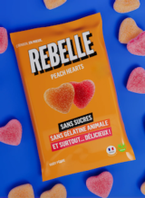 CORAZONES DE MELOCOTÓN SIN AZUCAR 50 GR REBELLE