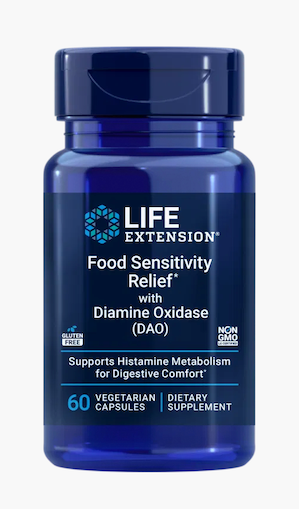 FOOD SENSITIVITY RELIEF WITH DIAMINE OXIDASE (DAO) 60 CAPS LIFE EXTENSION