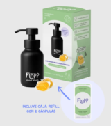FLOPP KIT INICIAL - JABÓN DE MANOS - BOTELLA NEGRA 250ML + REFILL LOTUS