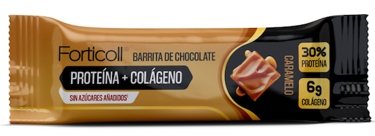 CAJA X12 FORTICOLL BARRITA DE PROTEÍNA + COLÁGENO CARAMELO CHOCOLATE 50 G