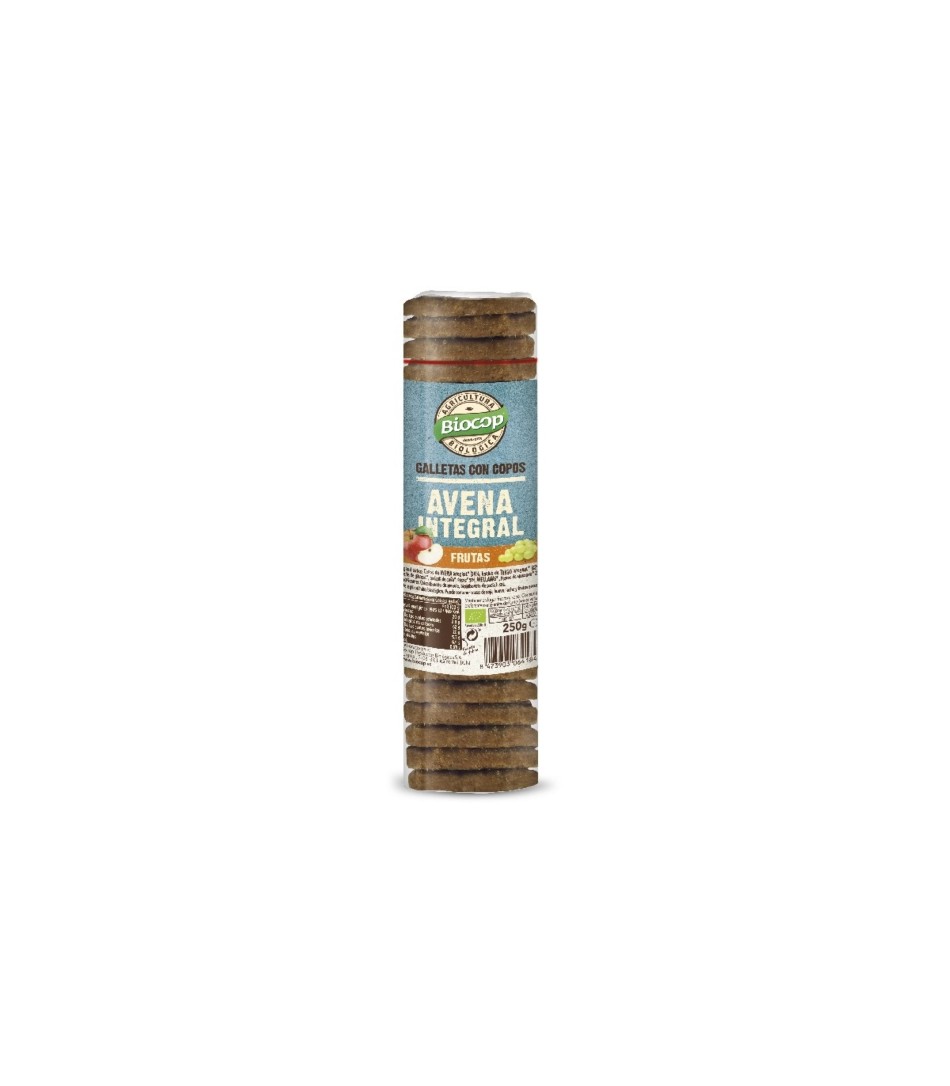 GALLETA CON COPOS DE AVENA INTEGRALES Y FRUTAS BIO 250 GR BIOCOP