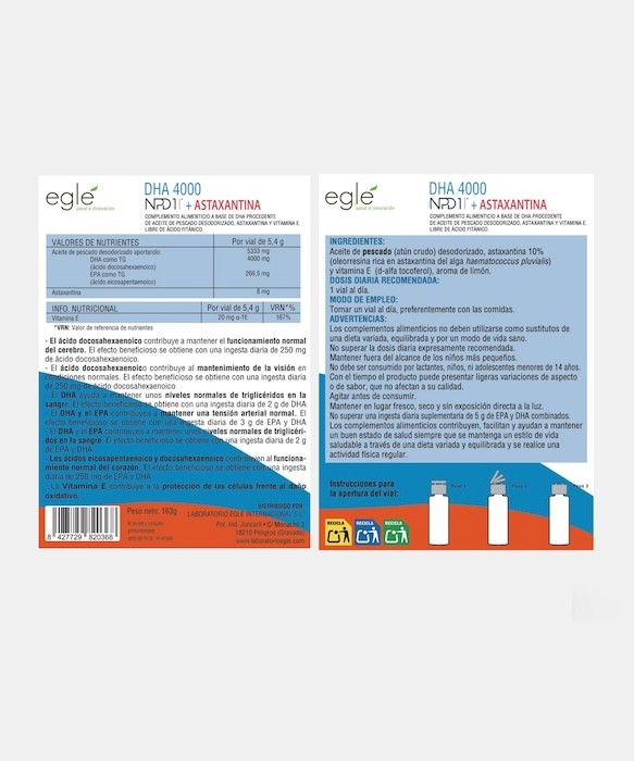 DHA 4000 NPD1 + ASTAXANTINA – 30 VIALES EGLE 1