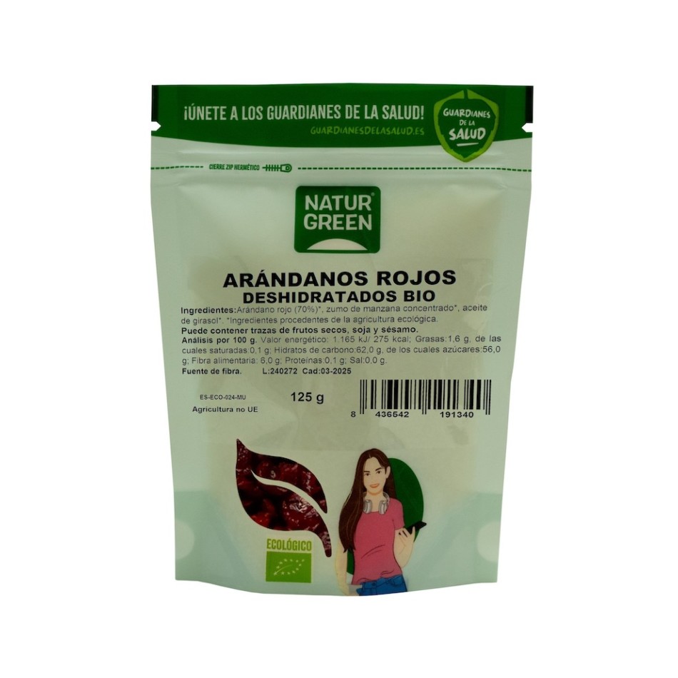 ARANDANOS ROJOS DESHIDRATADOS NATURGREEN 125 GR