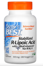 Ácido R-lipoico estabilizado con BioEnhanced® Na-RALA 100 mg DR. BEST 60 CPS