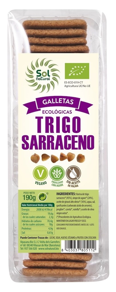 GALLETAS DE TRIGO SARRACENO BIO 190 g SOLNATURAL