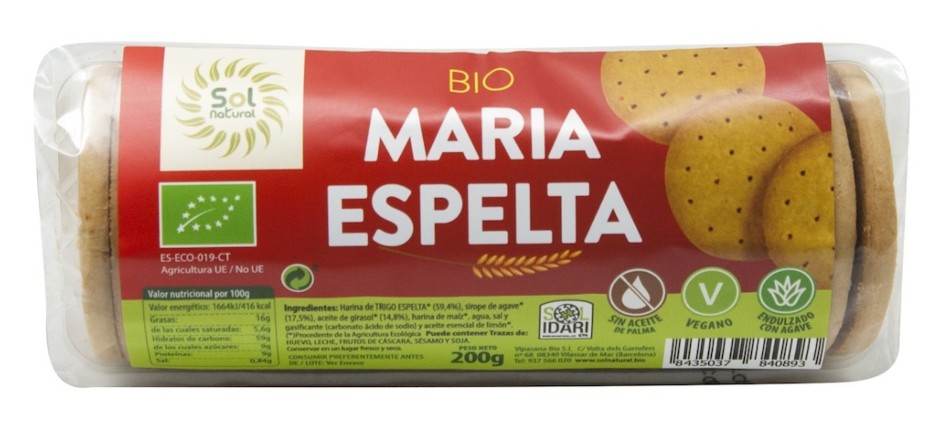 GALLETA MARIAS DE ESPELTA BIO 200 GR SOLNATURAL