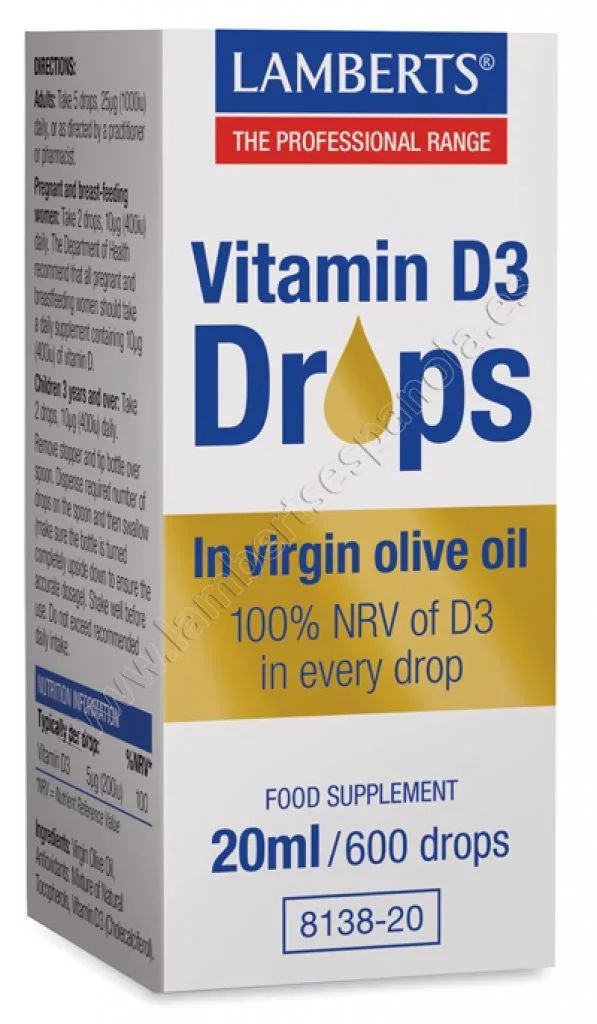 VITAMINA D3 200 UI LÍQUIDA 20 Ml LAMBERTS