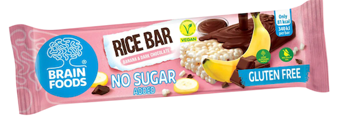 BARRITA DE ARROZ PLATANO CON CHOCOLATE NEGRO 18 GR BRAIN FOODS