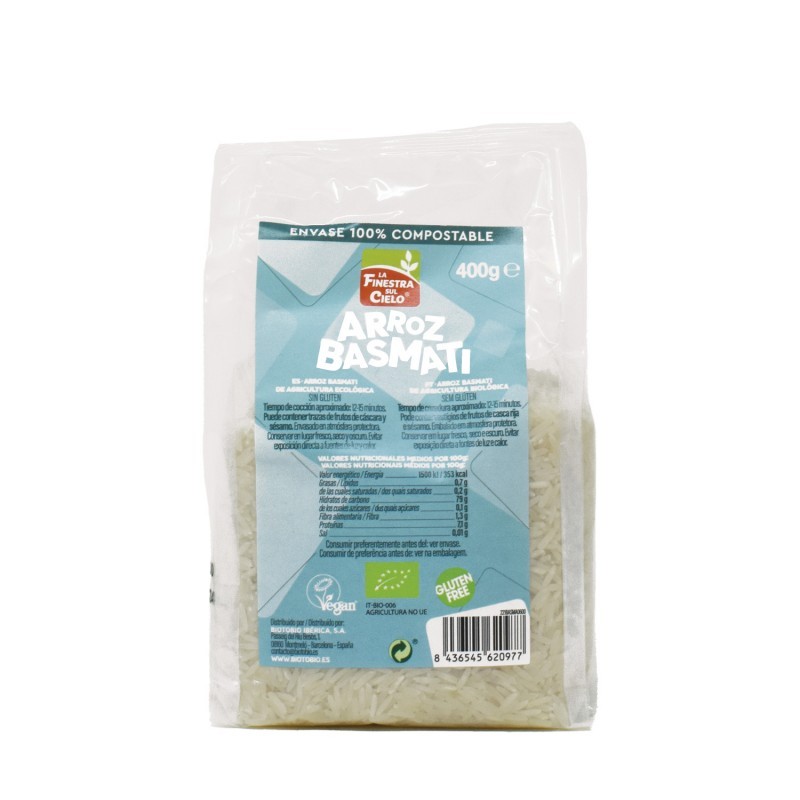 ARROZ BASMATI 100% COMPOSTABLE BIO SIN GLUTEN 400 GR FINESTRA