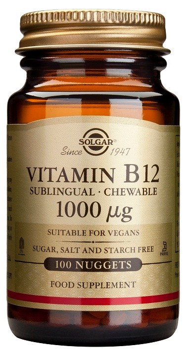 VITAMINA B12 1000 mcg (Cianocobalamina) 100 Comprimidos Masticables SOLGAR 
