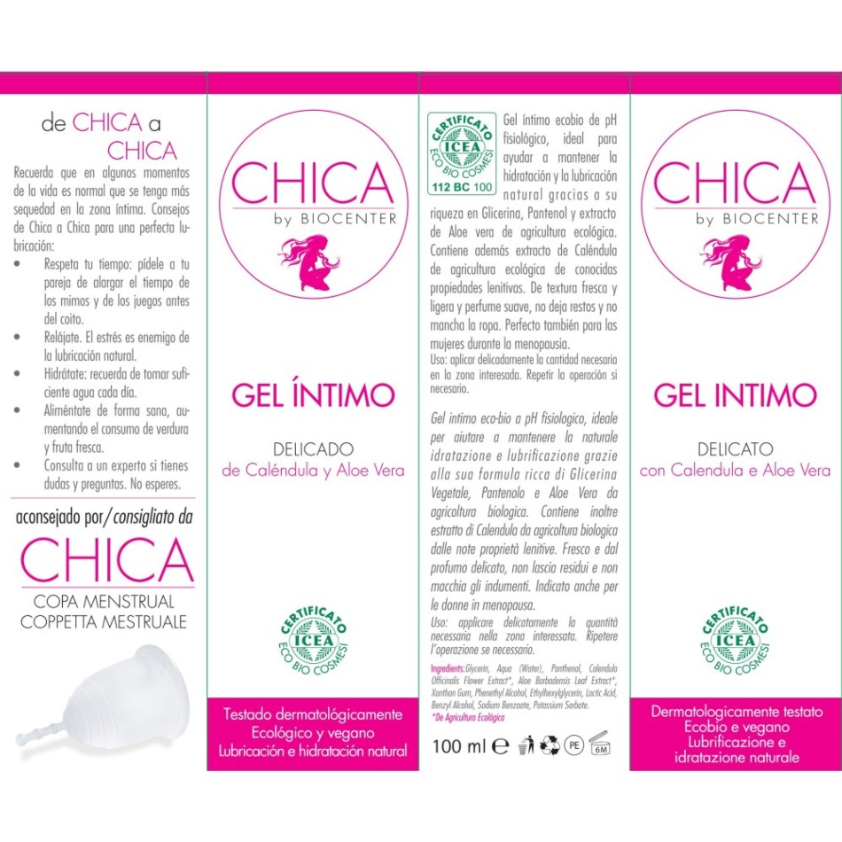 CHICA Gel Lubricante íntimo - Caléndula y Aloe Vera - Ecológico y Vegano 100 ML 1