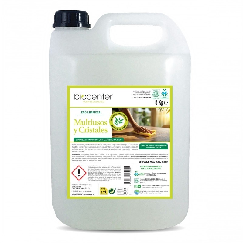 BIOCENTER - LIMPIADOR ECO MULTIUSOS Y CRISTALES DE OXIGENO ACTIVO 5 LITROS