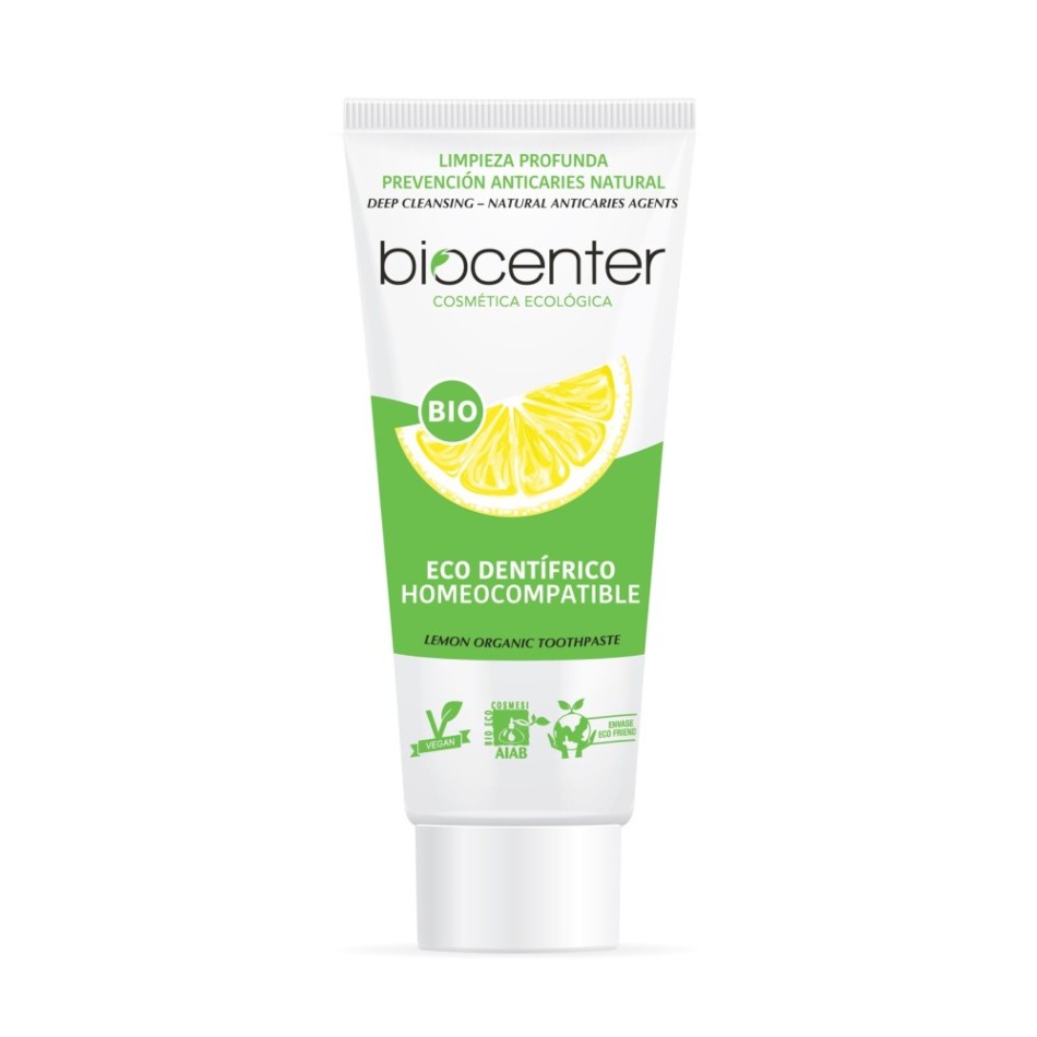 BIOCENTER Pasta de dientes Homeocompatible de LIMÓN - Ecológica y Vegana 100 ML