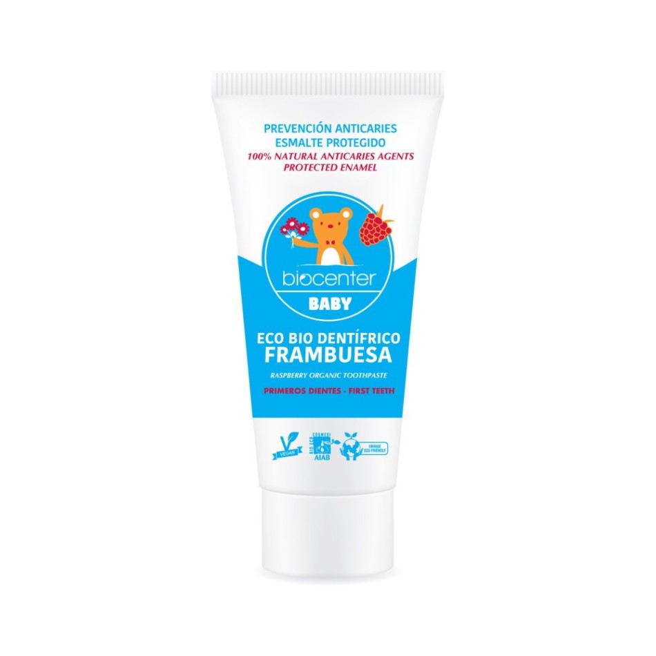 BIOCENTER Pasta de dientes natural para Niños - FRAMBUESA - Ecológica y Vegana 75 ml