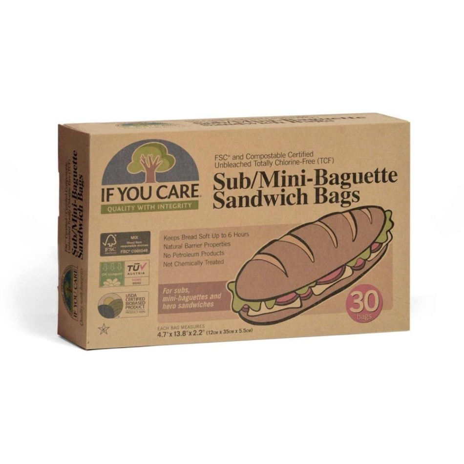 BOLSAS PARA BOCADILLOS MINI BAGUETTE IF YOU CARE 30 BOLSAS