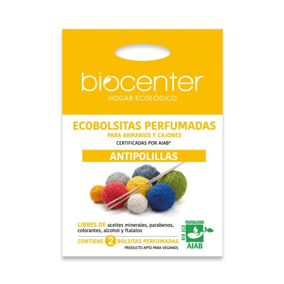 BIOCENTER Antipolillas natural (2 unidades) - Certificado ecológico y vegano