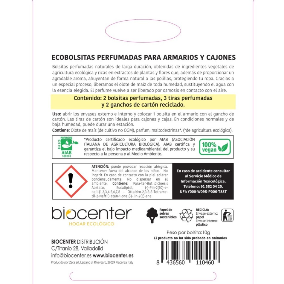BIOCENTER Antipolillas natural (2 unidades) - Certificado ecológico y vegano 1